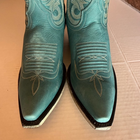 LIBERTY Black Teal Heeled Boots - Picture 6 of 8